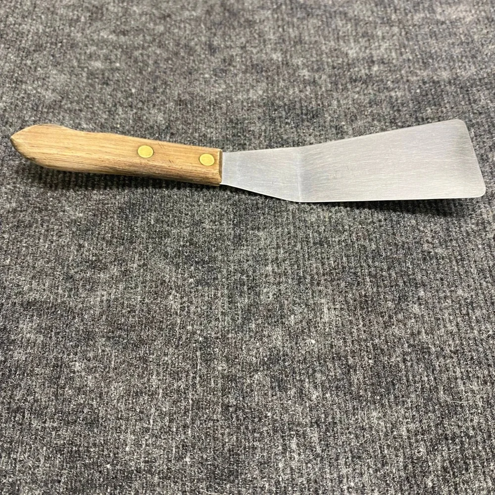 Stainless Steel Offset Spatula Wood Handle Brass Rivets 10 Inch Kitchen Turner